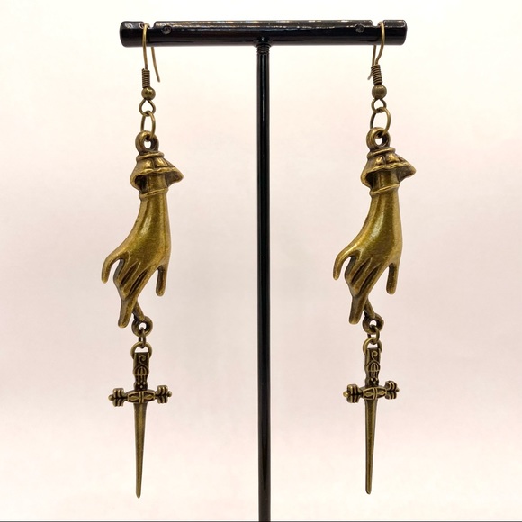 Jewelry - Victorian hand with thin dagger earrings